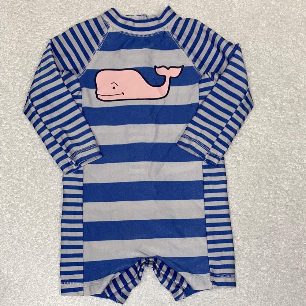 Vineyard vines target striped whale rash guard bathing suit 6/9m